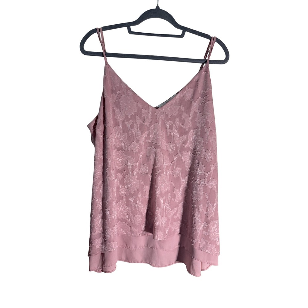 Addison MTL 1980 Pink Floral Burnout Camisole V-Neck Tank Top Plus Size 3X